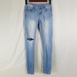 EnJean Juniors 1 Blue Low Rise Distressed Skinny Leg Light Wash Denim W25‎ x L28